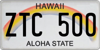 HI license plate ZTC500