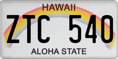 HI license plate ZTC540