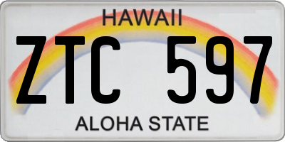 HI license plate ZTC597