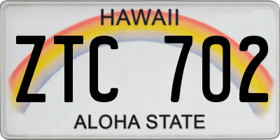 HI license plate ZTC702