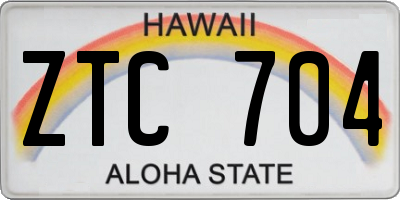 HI license plate ZTC704