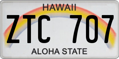 HI license plate ZTC707