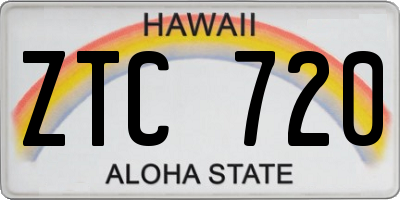 HI license plate ZTC720