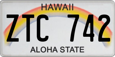 HI license plate ZTC742