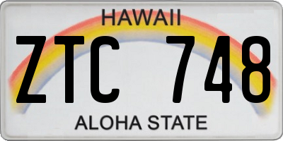 HI license plate ZTC748