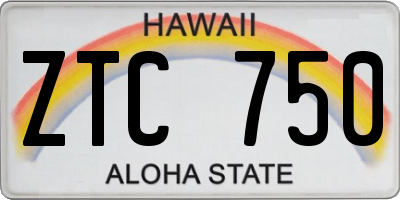 HI license plate ZTC750