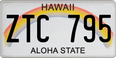 HI license plate ZTC795