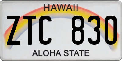 HI license plate ZTC830