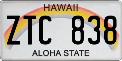 HI license plate ZTC838
