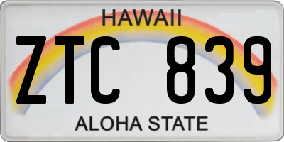 HI license plate ZTC839