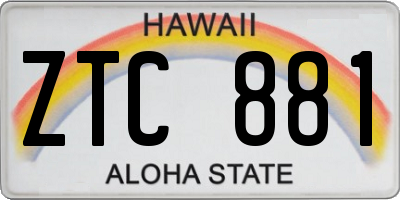 HI license plate ZTC881