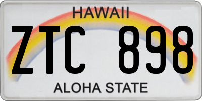 HI license plate ZTC898