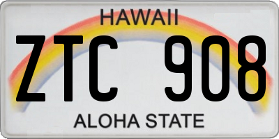 HI license plate ZTC908