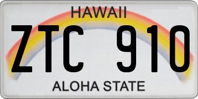 HI license plate ZTC910