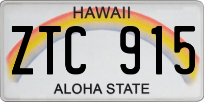 HI license plate ZTC915