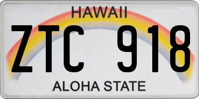 HI license plate ZTC918