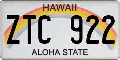 HI license plate ZTC922