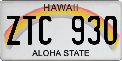 HI license plate ZTC930