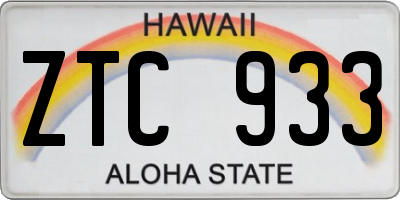 HI license plate ZTC933