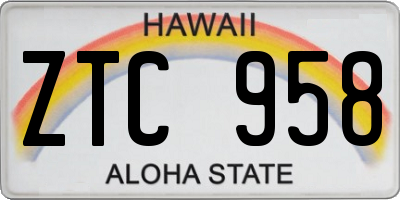 HI license plate ZTC958