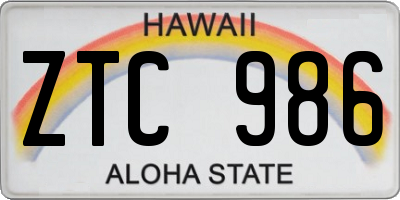 HI license plate ZTC986