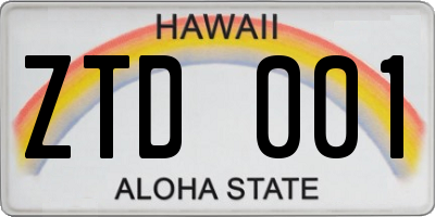 HI license plate ZTD001
