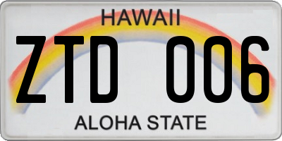 HI license plate ZTD006