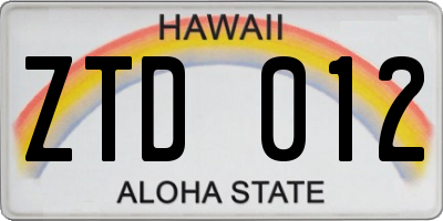 HI license plate ZTD012