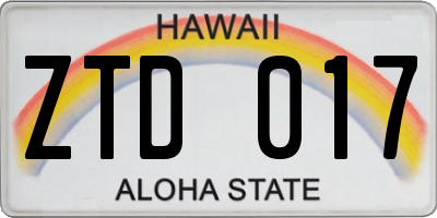 HI license plate ZTD017