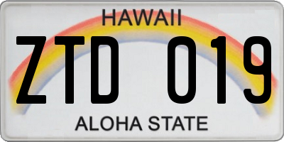 HI license plate ZTD019