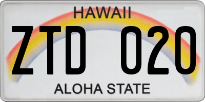 HI license plate ZTD020