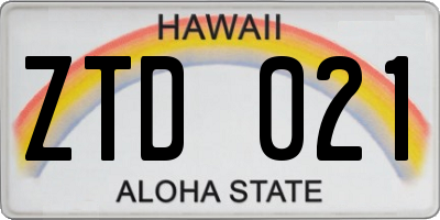 HI license plate ZTD021