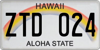 HI license plate ZTD024