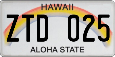 HI license plate ZTD025