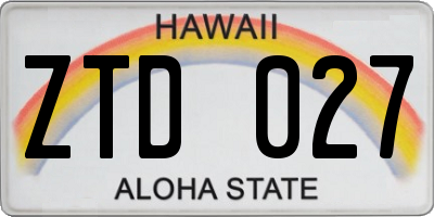 HI license plate ZTD027