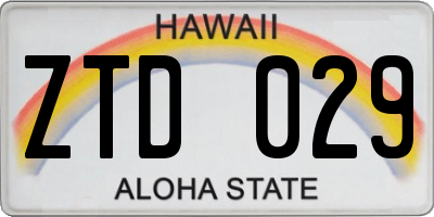 HI license plate ZTD029