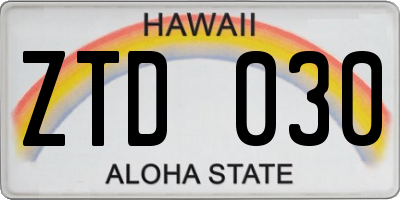 HI license plate ZTD030