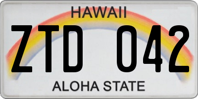 HI license plate ZTD042