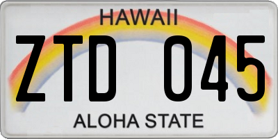 HI license plate ZTD045