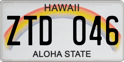 HI license plate ZTD046
