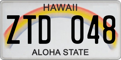 HI license plate ZTD048