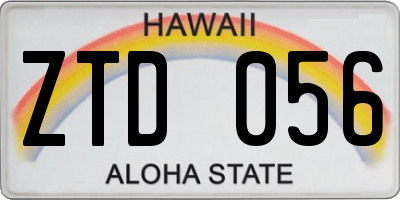 HI license plate ZTD056