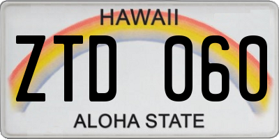 HI license plate ZTD060