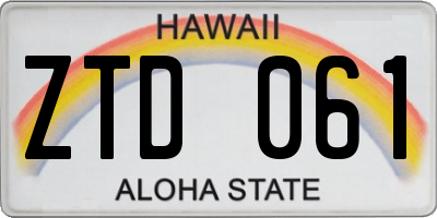 HI license plate ZTD061