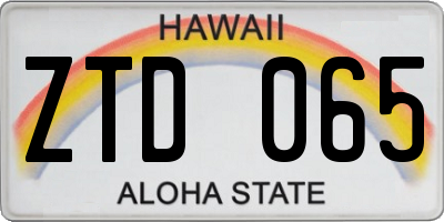 HI license plate ZTD065