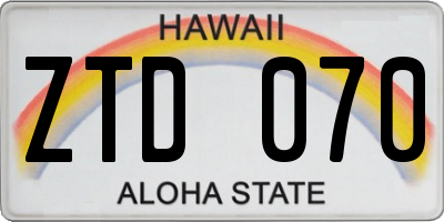 HI license plate ZTD070
