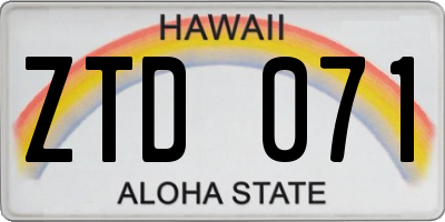 HI license plate ZTD071