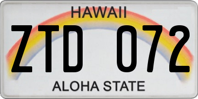 HI license plate ZTD072