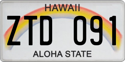 HI license plate ZTD091