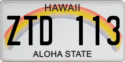 HI license plate ZTD113